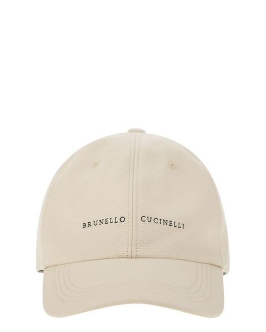 Brunello Cucinelli Natural Baseball Cap With Embroidery for men