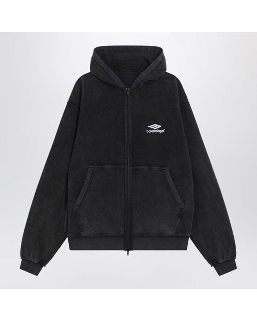 Balenciaga Black Faded 3B Sports Icon Hooded Sweatshirt for men