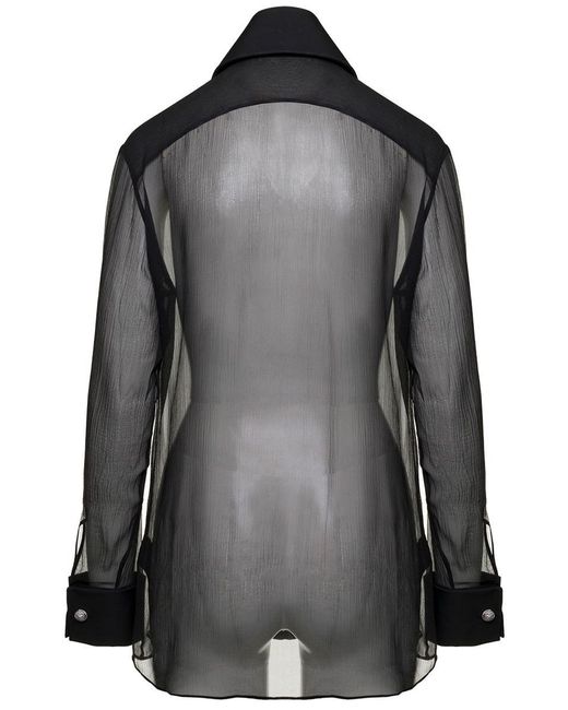 Balmain Black Shirt With Oversized Pointed Collar