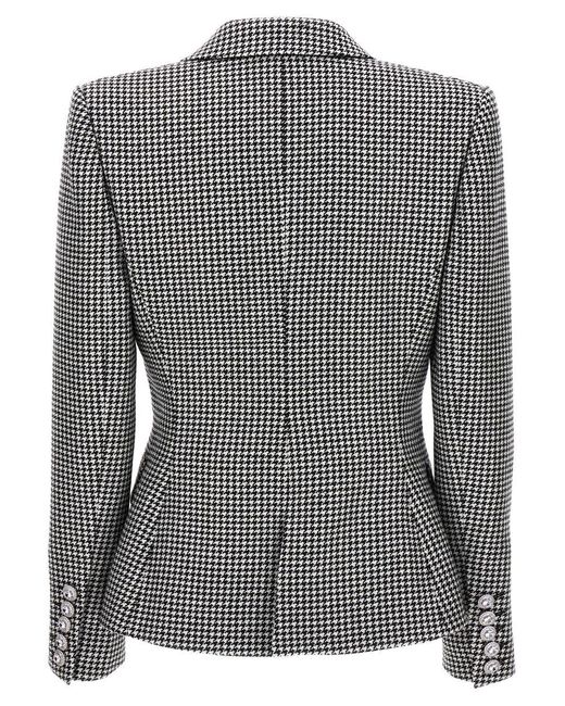 Alexandre Vauthier Black Double-breasted Houndstooth Blazer Jackets