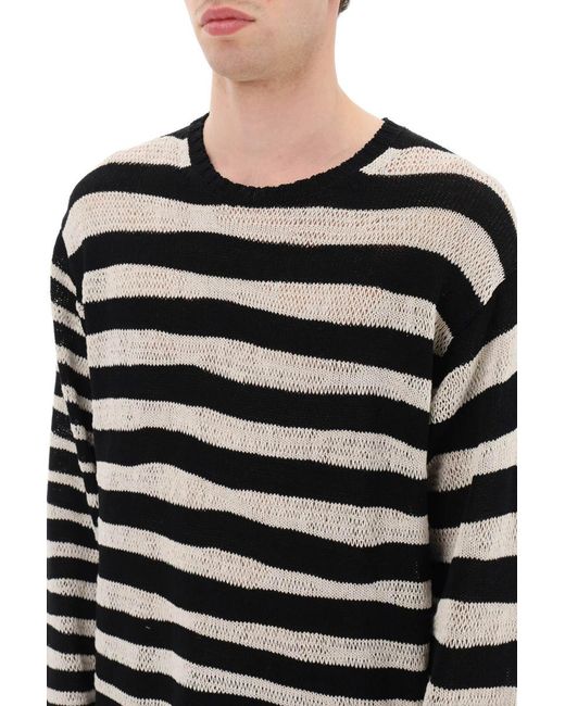 Yohji Yamamoto Black Striped Pure Cotton Sweater for men
