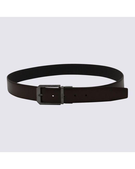 Zegna Black Leather Belt for men