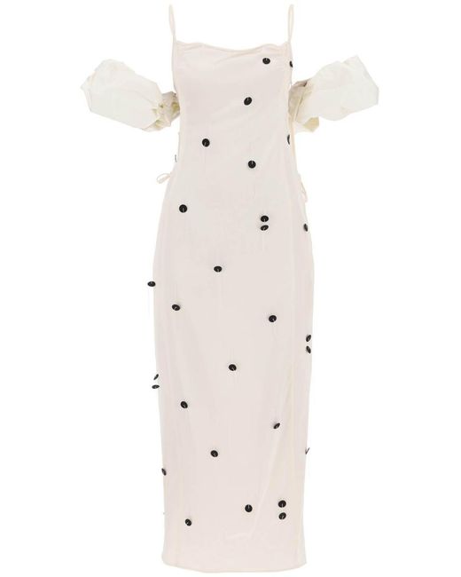 Jacquemus White La Robe Chouchou Slip Dress With Detachable Sleeves