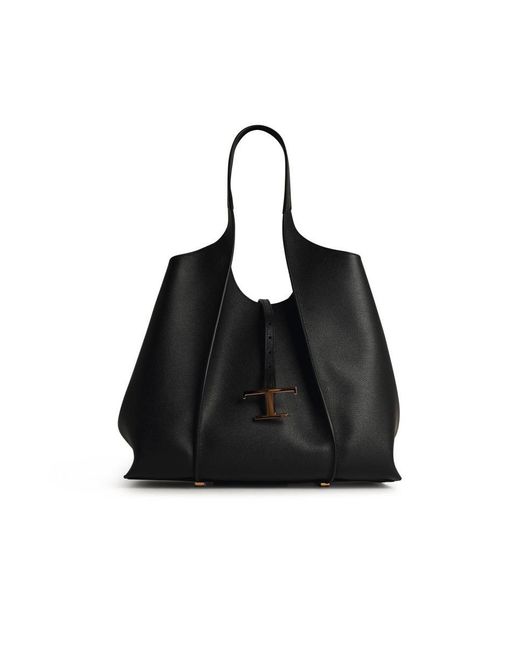 Tod's Black 'Amanda' Leather Shopping Bag