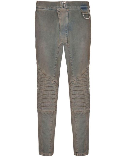Balmain Gray Panelled Slim-cut Jeans for men