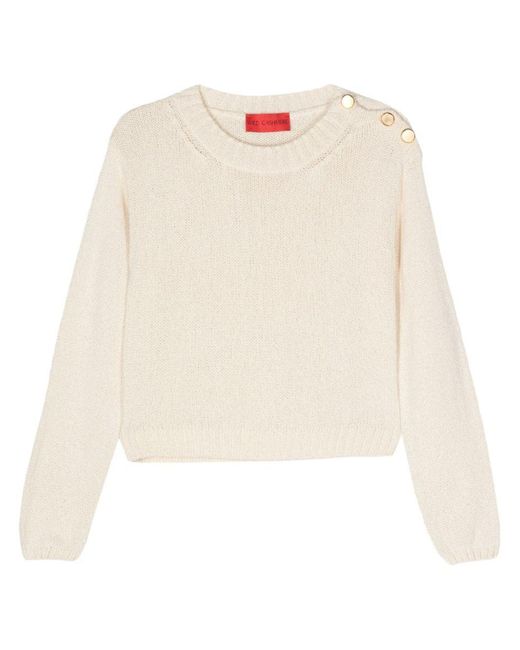 Wild Cashmere Natural Silk Blend Sweater With Metal Buttons