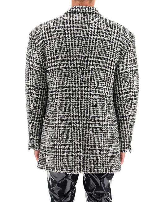 Dolce & Gabbana Black Checkered Double-Breasted Wool Jacket for men