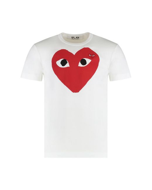 COMME DES GARÇONS PLAY Red Printed Cotton T-Shirt for men