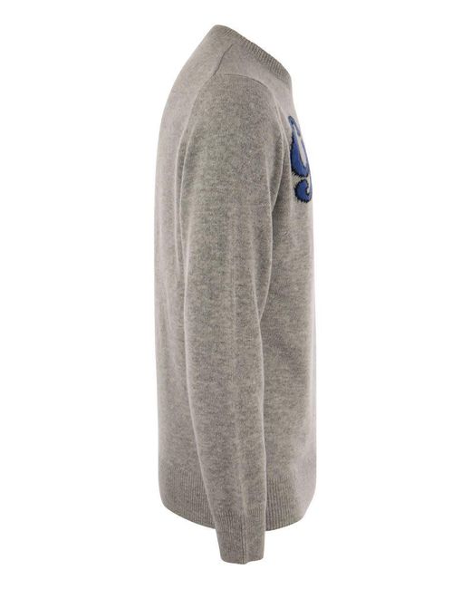 Mc2 Saint Barth Gray Gyn Lemon Wool And Cashmere Blend Jumper for men