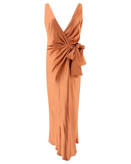 Pinko Orange Elegant Hammered Satin Dress