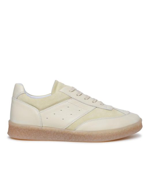 MM6 by Maison Martin Margiela Natural Ivory Leather Sneakers for men