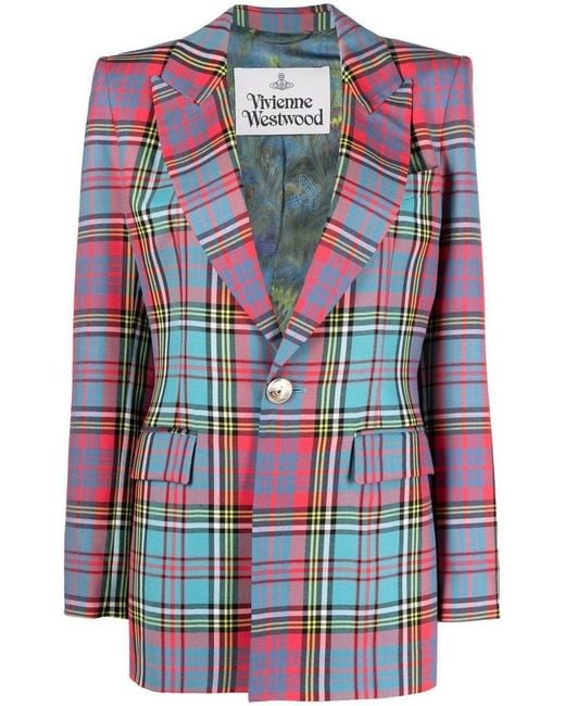 Vivienne Westwood Single Breasted Tartan Jacket in Red | Lyst