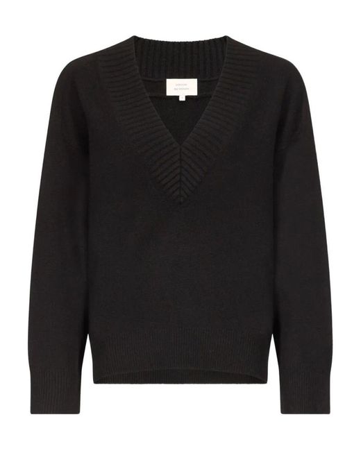 Loulou de Saison Black "sage" Lds V Neck Sweater Clothing