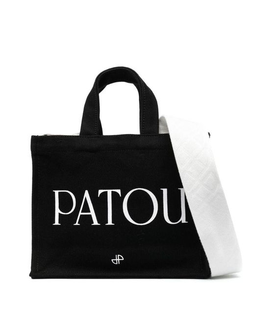 Patou Black Organic Cotton Small Tote Bag