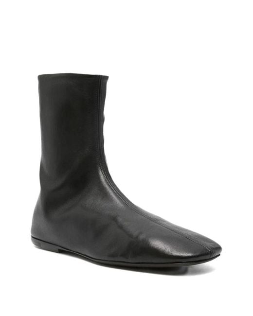 Dries Van Noten Black Leather Sock Booties Shoes