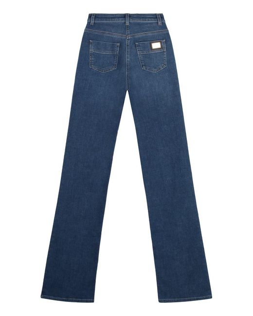 Elisabetta Franchi Blue High-Rise Flared Jeans