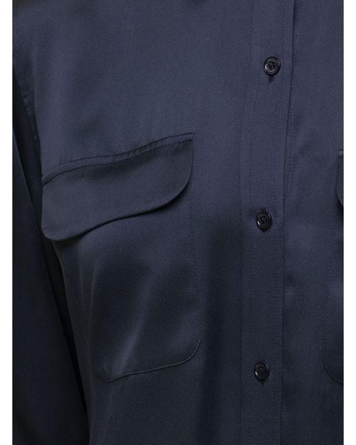 Equipment 'signature' Navy Blue Long Sleeves Shirt In Silk for men