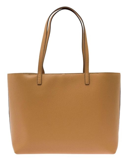 Tory Burch Brown 'Mcgraw' Tote Bag Wit Double T Detail