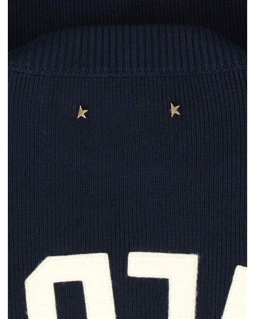 Golden Goose Deluxe Brand Blue Ribbed Knit Sweater With Logo Patches for men