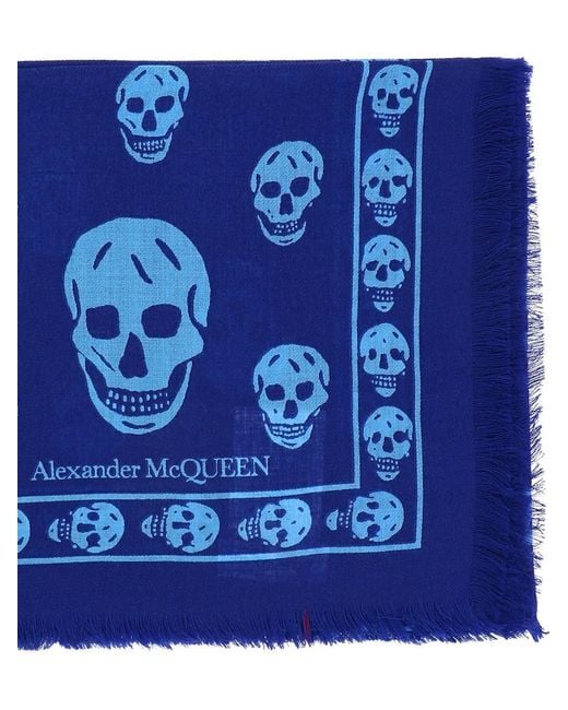 Alexander McQueen Blue "skull" Scarf