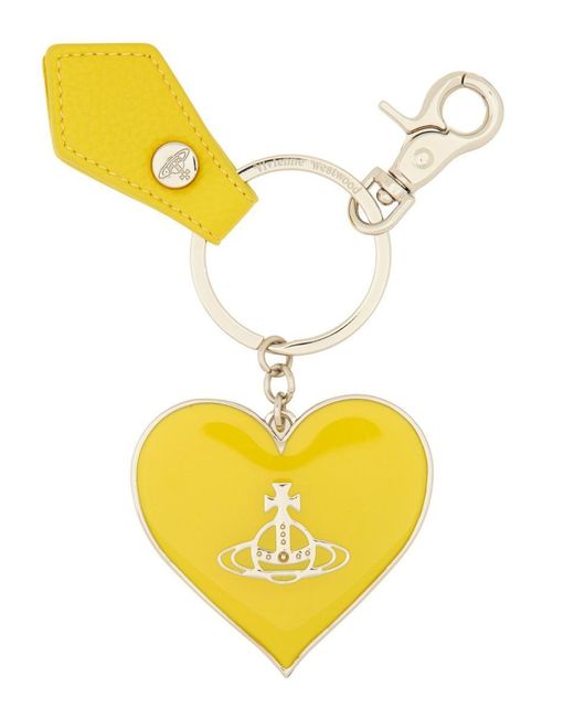 Vivienne Westwood Yellow "Mirror Heart Orb" Keychain