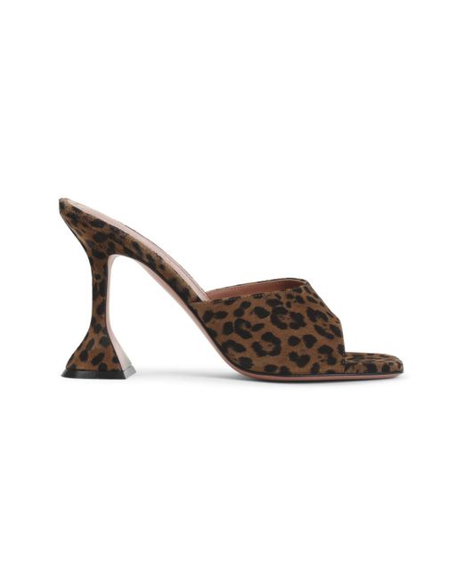 AMINA MUADDI Brown Leopard Suede Leather Lupita 95 Slippers