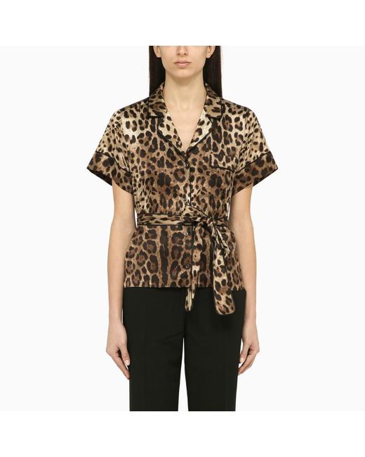 Dolce & Gabbana Black Dolce&Gabbana Leopard Print Shirt