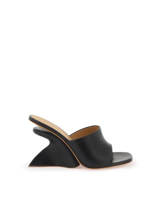 Off-White c/o Virgil Abloh Black Off- Leather Wedge Mules