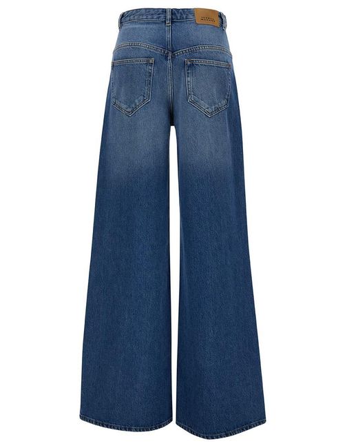 Isabel Marant Blue 'Lemony' Light Flared Jeans With Logo Patch