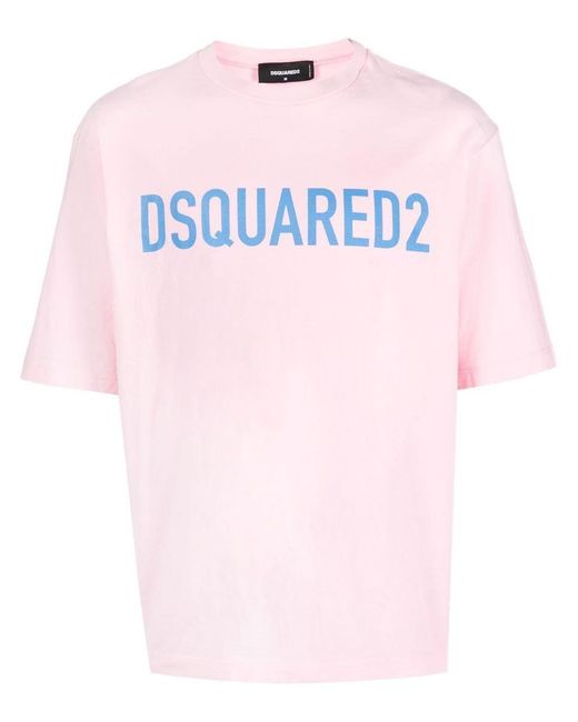 DSquared² Pink Logo-print Cotton T-shirt for men