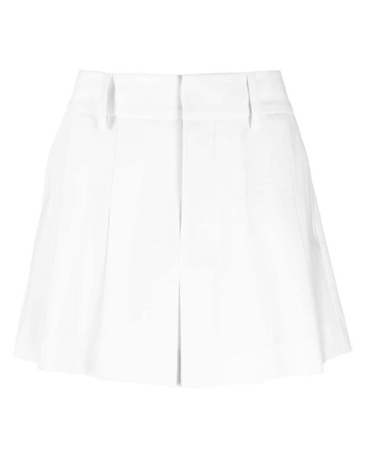 P.A.R.O.S.H. White Plisse' Mid-Rise Mini Skirt