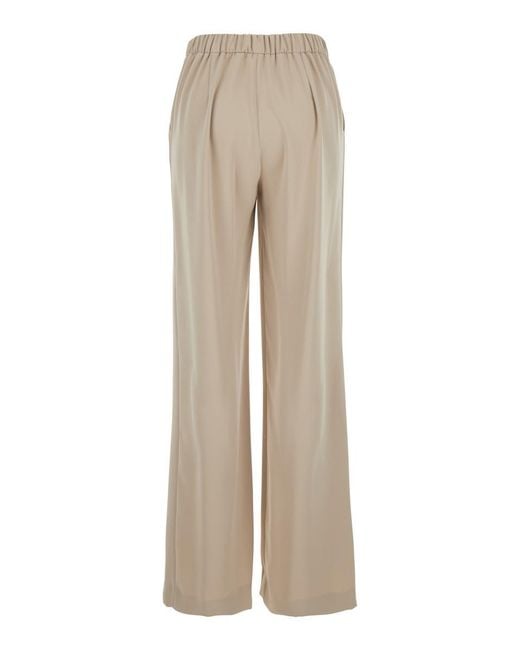 P.A.R.O.S.H. Natural Pants With Elastic Waist And Wide Leg