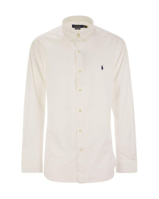 Polo Ralph Lauren White Slim-Fit Stretch Poplin Shirt for men