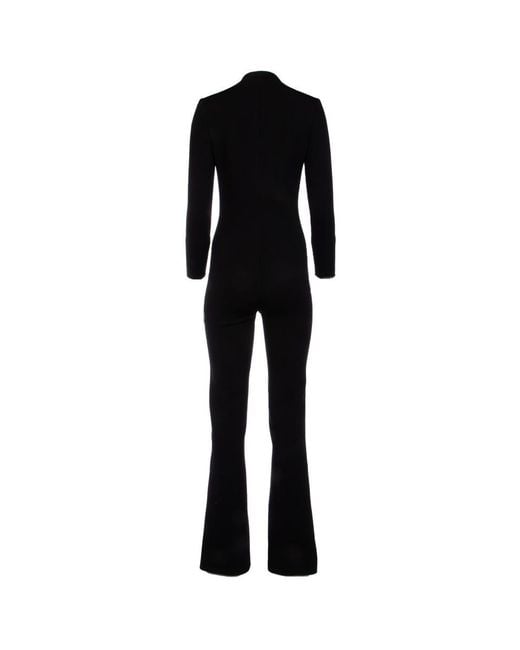Saint Laurent Black High Neck Long-sleeved Jumpsuit