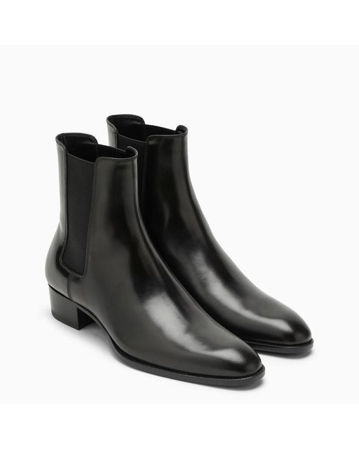 Saint Laurent Black Chelsea Wyatt Boots for men