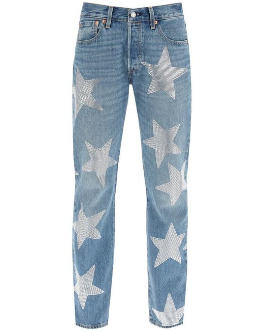 Collina Strada Blue Rhinestone Star Jeans X Levis