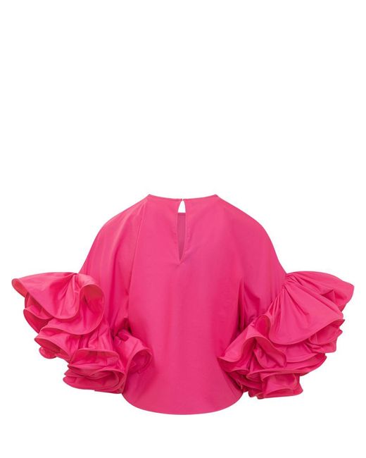 Rochas Pink Top With Curled Sleeves