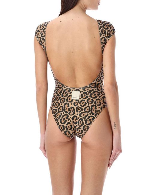Scuba fabric padded one-piece swimsuit with contoured eagle