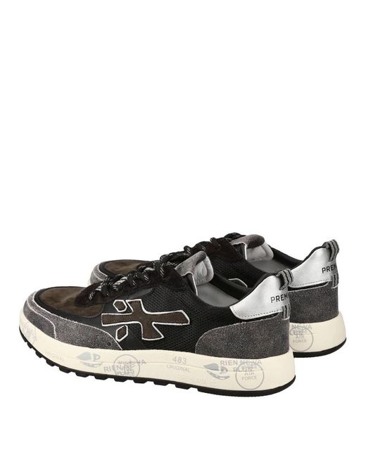 Premiata Black Nous Mesh And Suede Sneakers Shoes for men