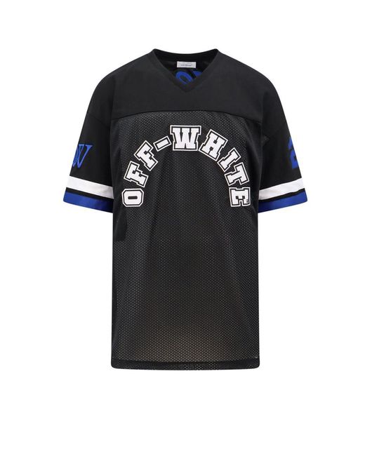 Off-White c/o Virgil Abloh Black Off- Football T-Shirt With Patches for men