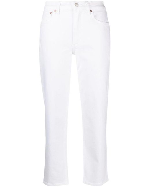 Agolde White Kye Mid-rise Cropped Jeans