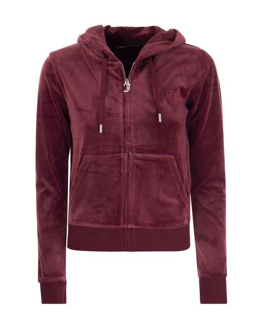 Juicy Couture Red Cotton Velvet Hoodie