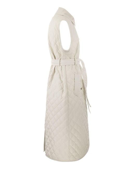 Moncler White Alcione - Sleeveless Trench Down Jacket