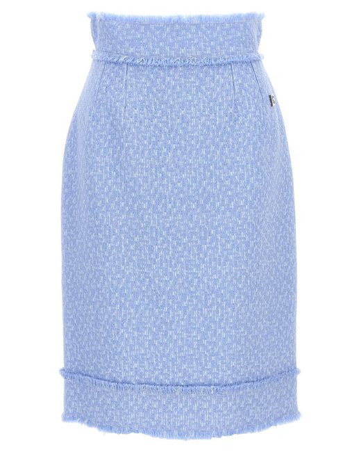 Dolce & Gabbana Blue Tweed Skirt Skirts