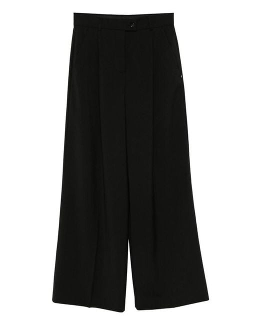 Sportmax Black Wide-Leg Trousers With Pleat Detailing And High Waist