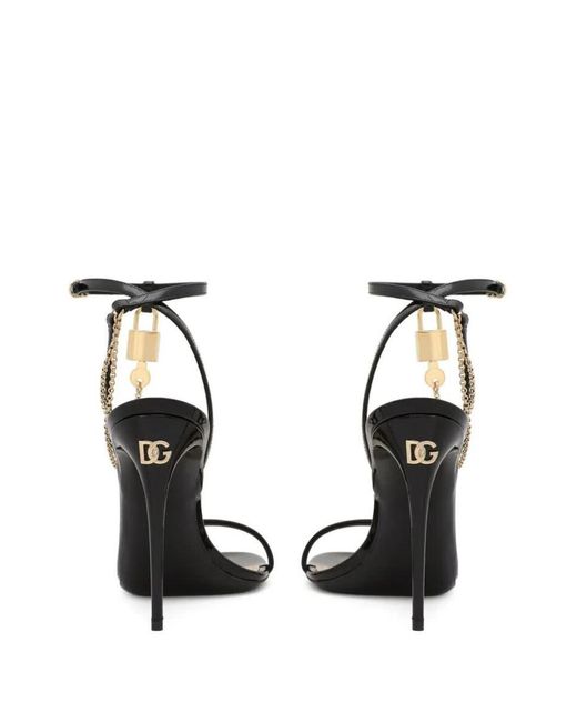 Dolce & Gabbana Black Patent Leather Sandal Shoes