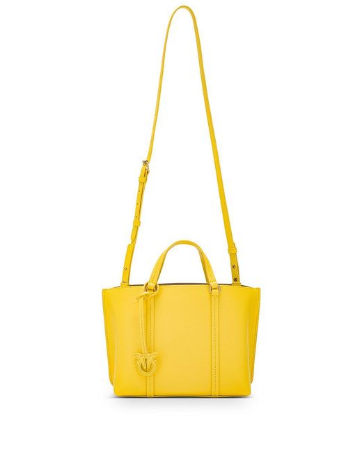 Pinko Yellow 'Carrie' Small Leather Bag With Logo Plaque