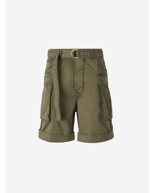 Balmain Green Cotton Cargo Bermuda Shorts for men