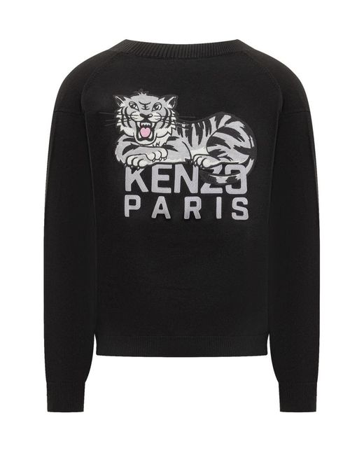 KENZO Black Cardigan With Tiger Logo for men