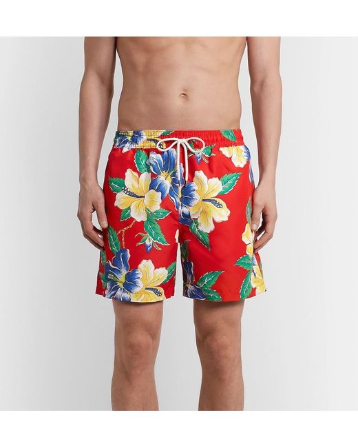 Polo Ralph Lauren Traveler Floral Swim Shorts in Red for Men | Lyst